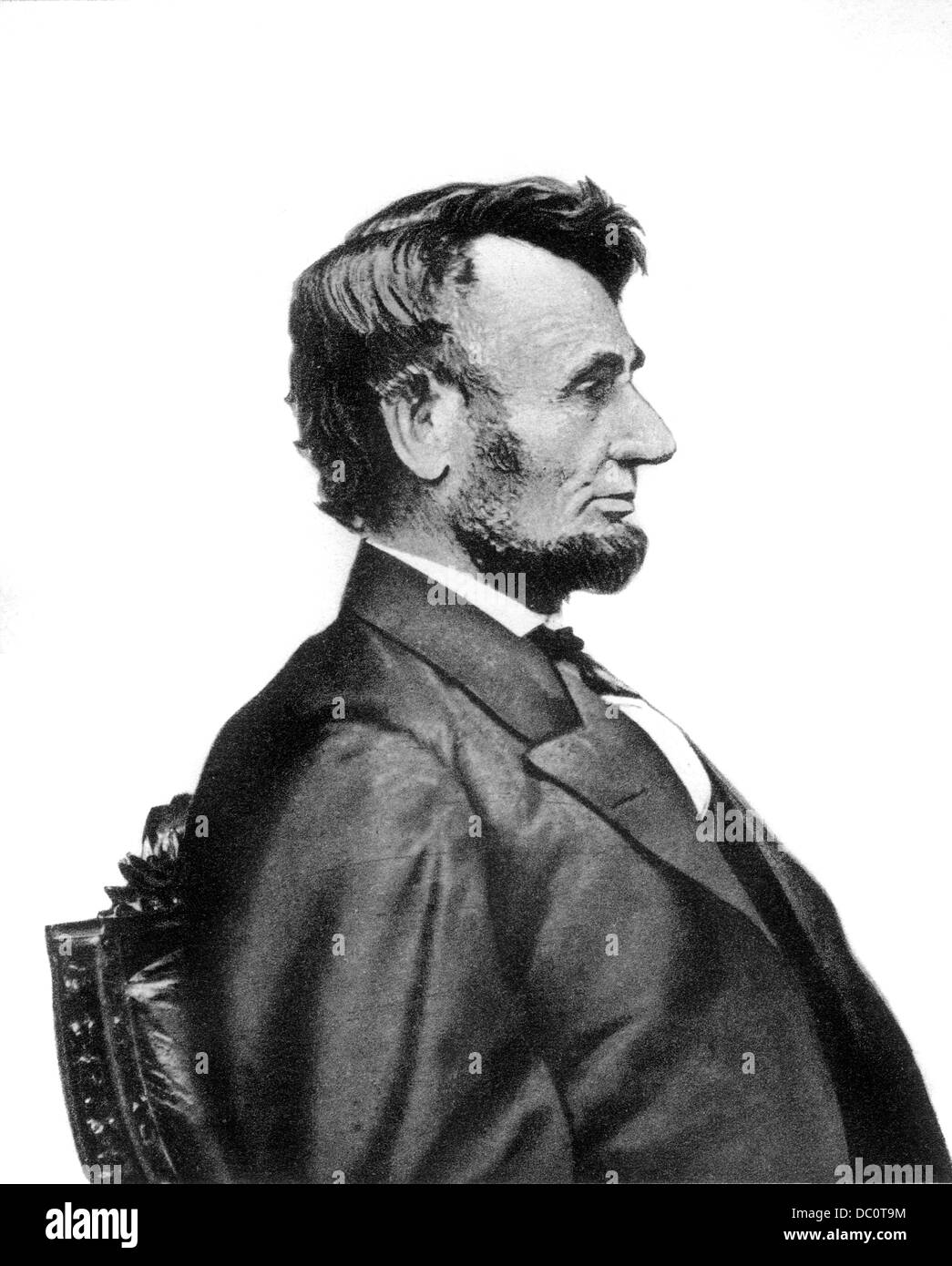 1860ER JAHRE PROFIL PORTRAIT PRÄSIDENT ABRAHAM LINCOLN CA. 1863 GLEICHNIS ERSCHEINT AUF LINCOLN PENNY NACH FOTO VON MATHEW BRADY Stockfoto