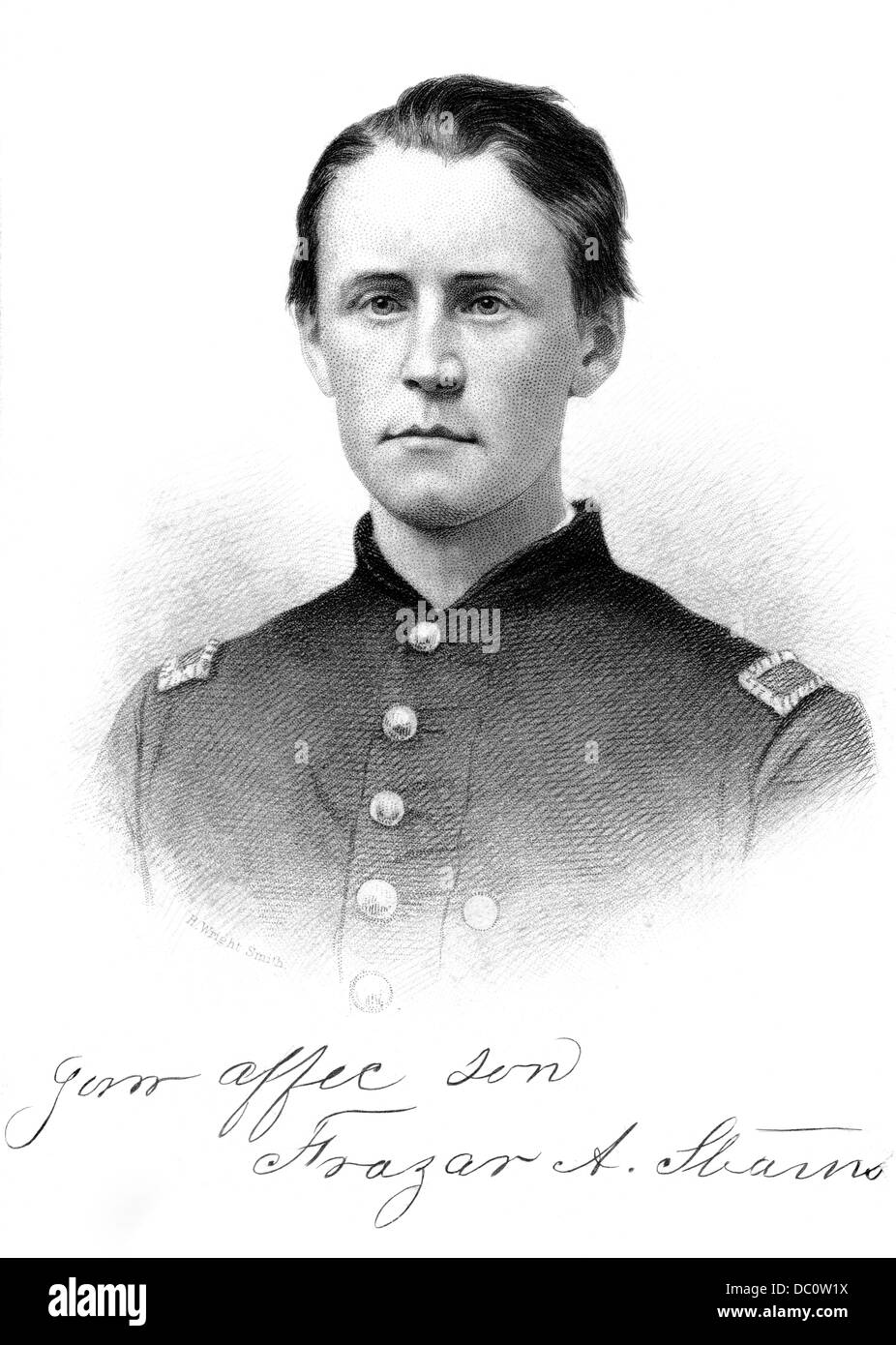1800S 1860S PORTRAIT FRAZAR, EIN STEARBS, EIN LEUTNANT IN DER ARMEE DER NORDSTAATEN 21 JAHRE ALT STARB, SCHLACHT VON NEW BERN NC 14. MÄRZ 1862 Stockfoto