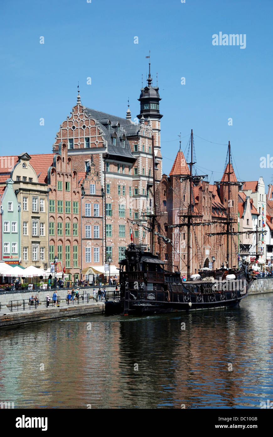 Historische Altstadt von Danzig mit dem alten Hafen auf der Mottlau. Stockfoto