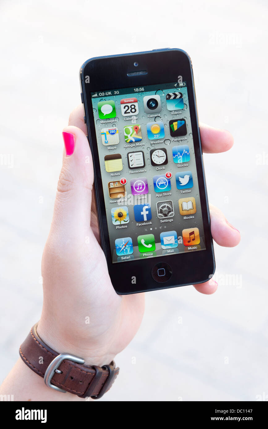 Home-Bildschirm schwarz Apple iPhone 5 Stockfoto