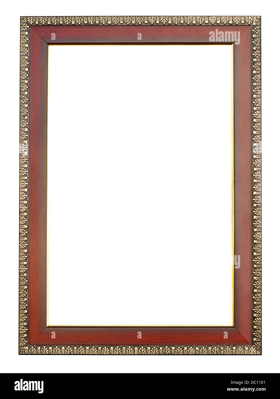 Holz Bilderrahmen auf weißem Hintergrund Stockfoto