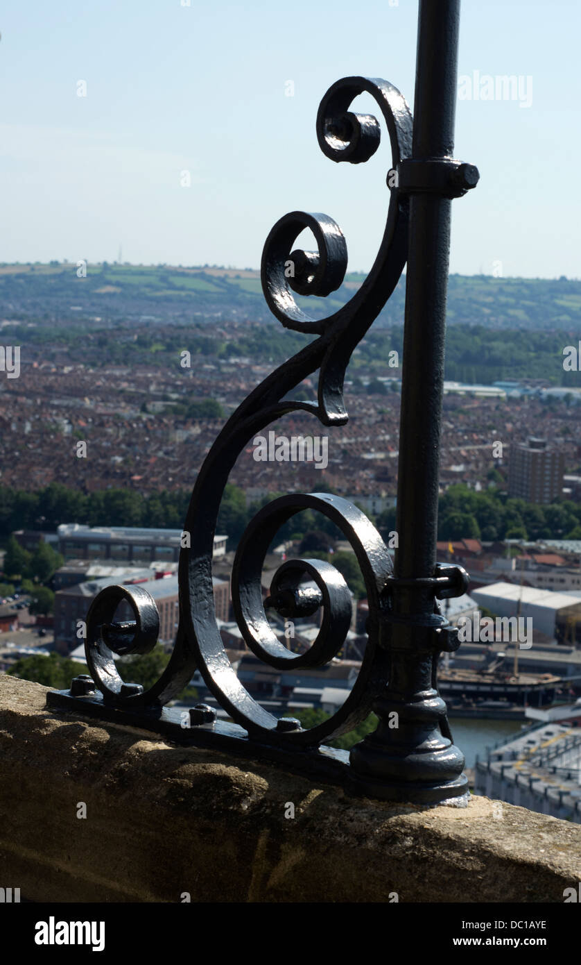 Metall und die Aussicht auf Brandon Turm, Bristol, UK Stockfoto