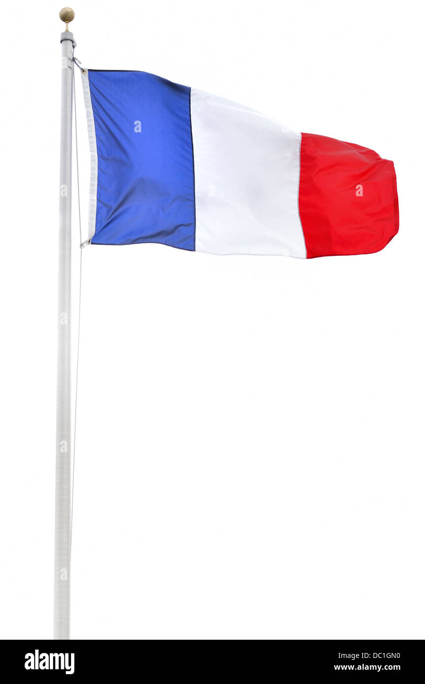 Die Flagge von Frankreich isoliert auf weißem Hintergrund Stockfoto