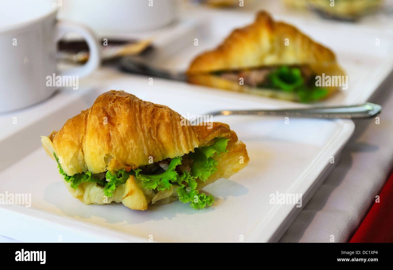 braune Kuchen lecker Frühstück Französisch frisch frische gesunde Küche Essen Morgen Gebäck snack leckere Weizen Stockfoto
