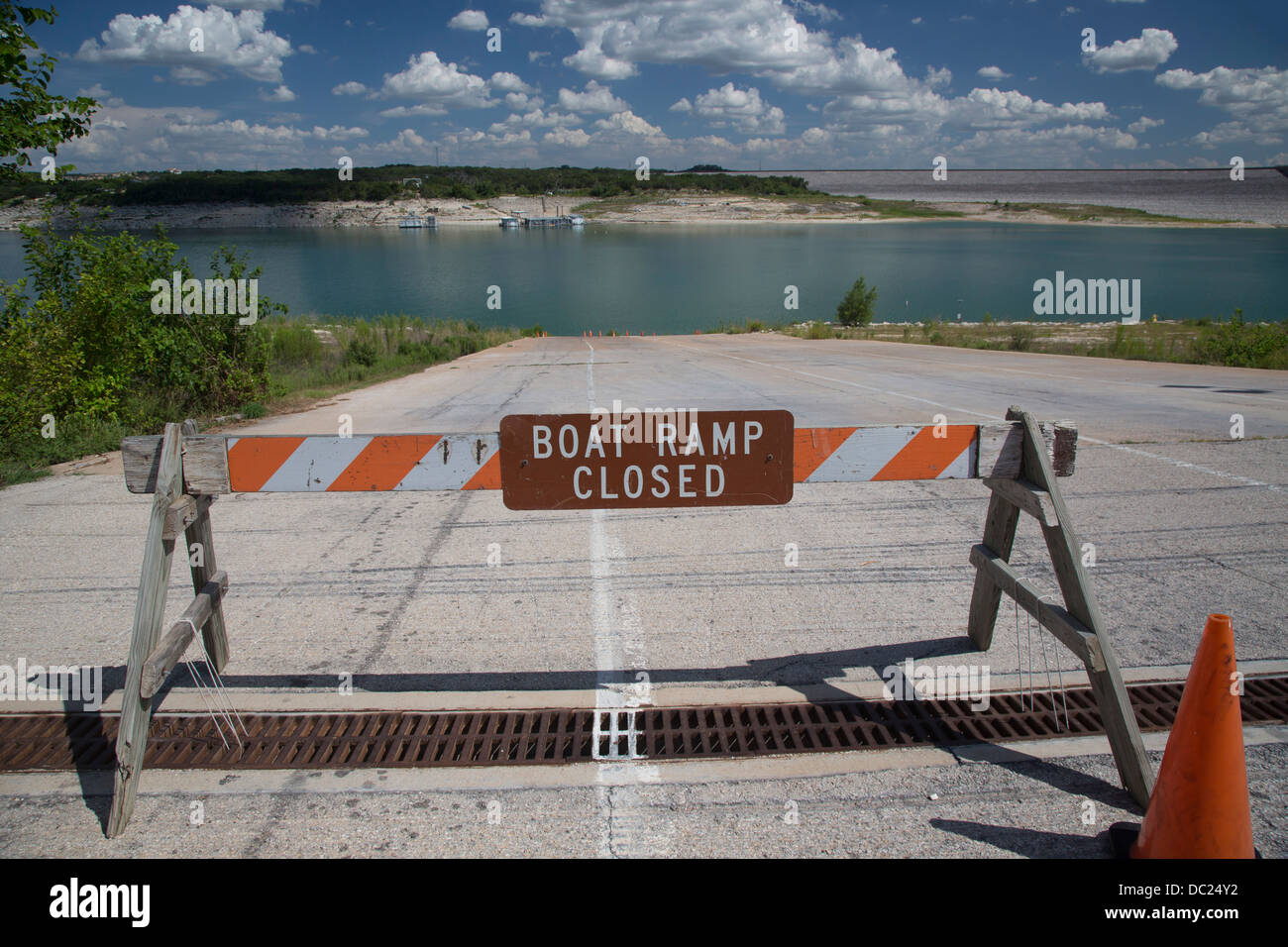 Austin, Texas - einer extremen Dürre in Texas hat der Wasserstand im See Travis um fast 60 Fuß gesenkt. Stockfoto