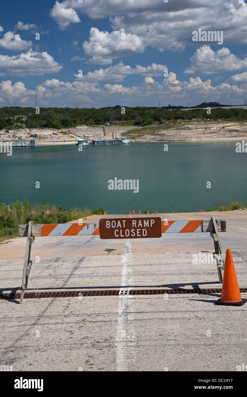 Austin, Texas - einer extremen Dürre in Texas hat der Wasserstand im See Travis um fast 60 Fuß gesenkt. Stockfoto