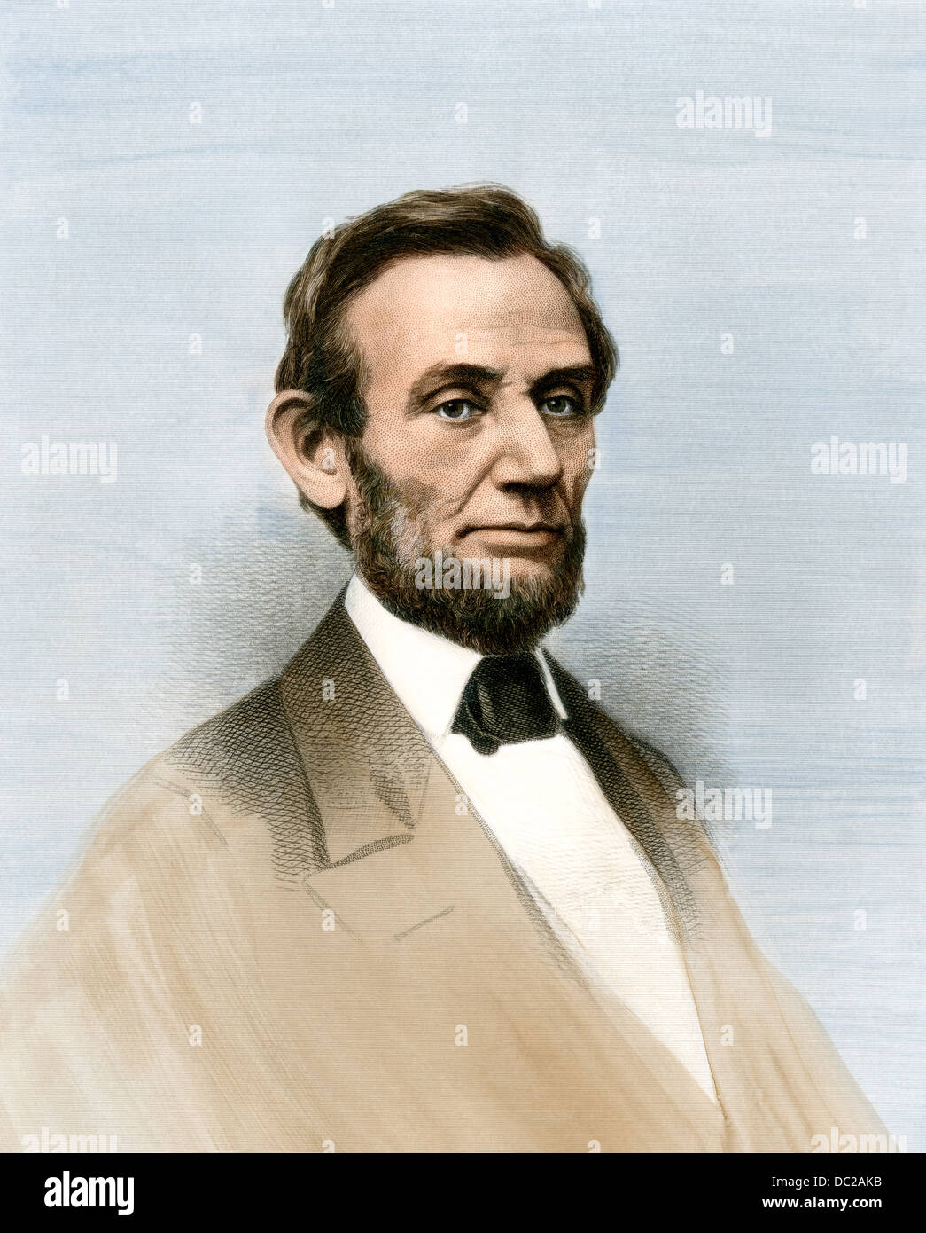 US-Präsident Abraham Lincoln. Hand - farbige Holzschnitt Stockfoto
