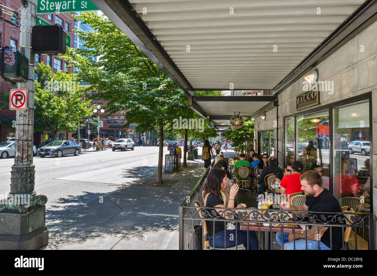 Cafe am 1st Avenue in der Innenstadt von Seattle, Washington, USA Stockfoto