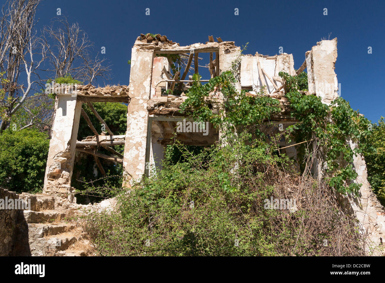 Eine Hausruine, Riofrio, Loja, Andalusien, Spanien. Stockfoto