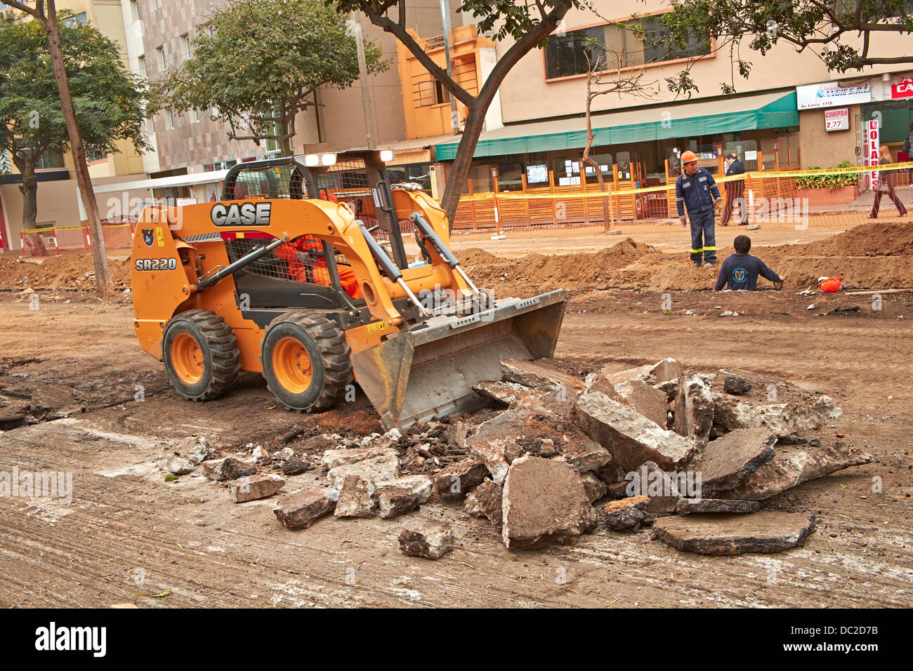 Straße Bauarbeiter, Viertel Miraflores in Lima, Peru. Stockfoto