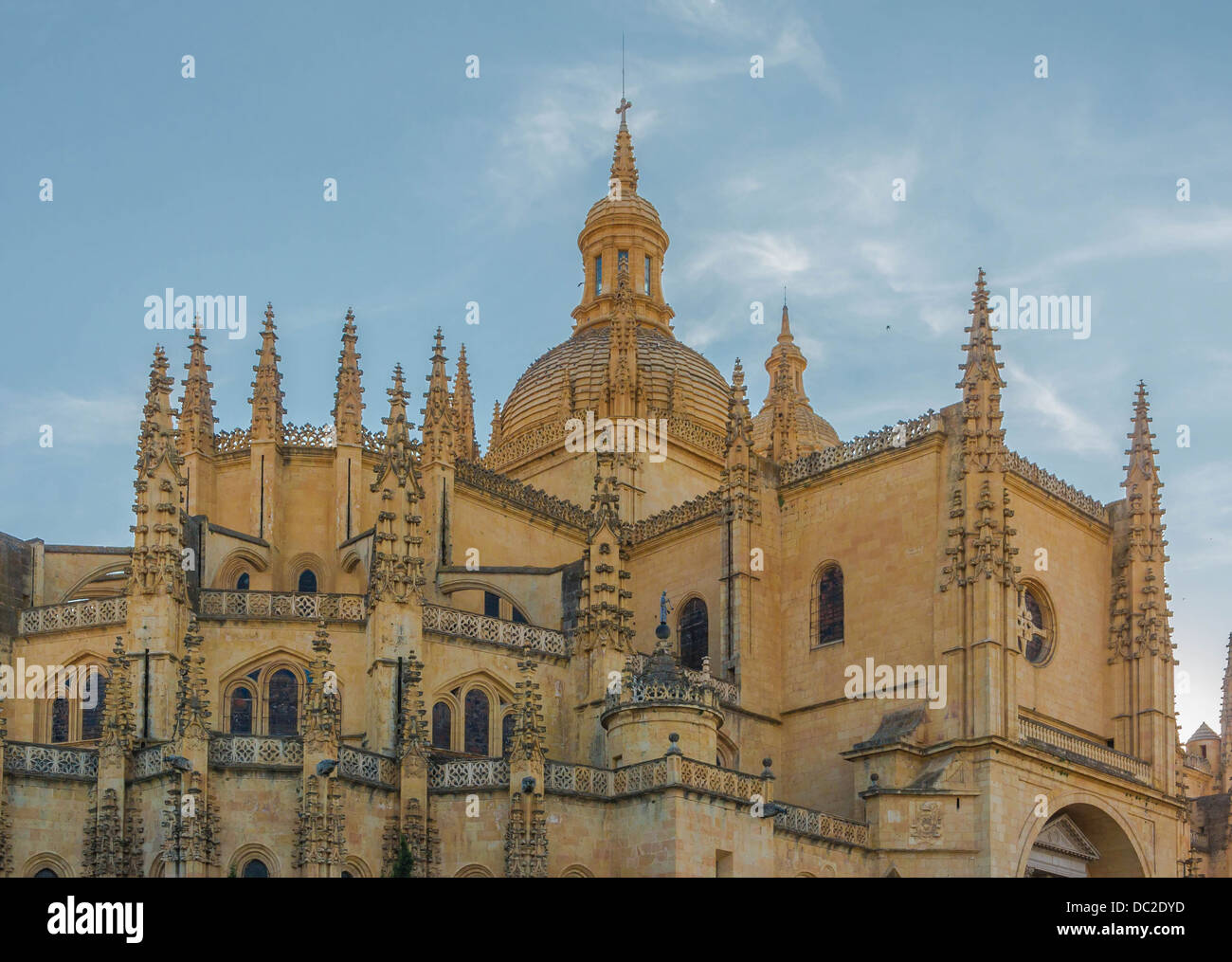 Detail des hinteren Teils der Kathedrale, Segovia, Spanien. Stockfoto