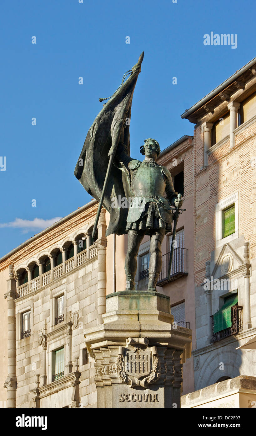 Statue von Juan Bravo durch A.Marinas, 1921, Segovia, Spanien