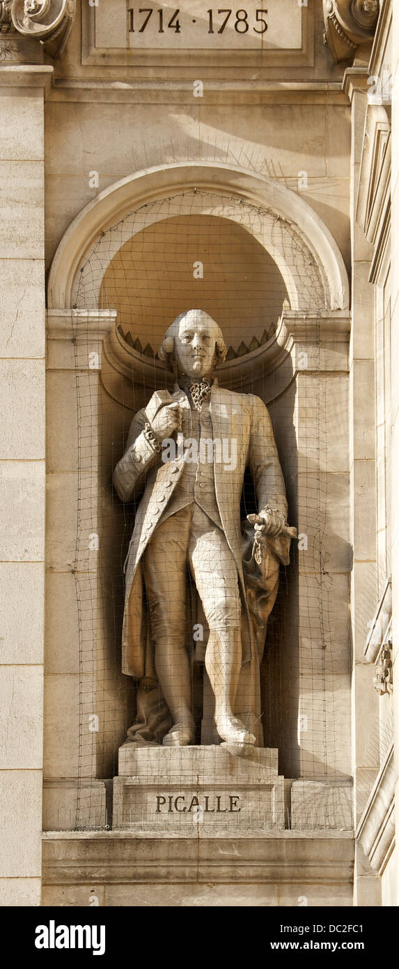 Statue von Jean-Baptiste Pigalle, Hôtel de Ville de Paris, Frankreich. Stockfoto