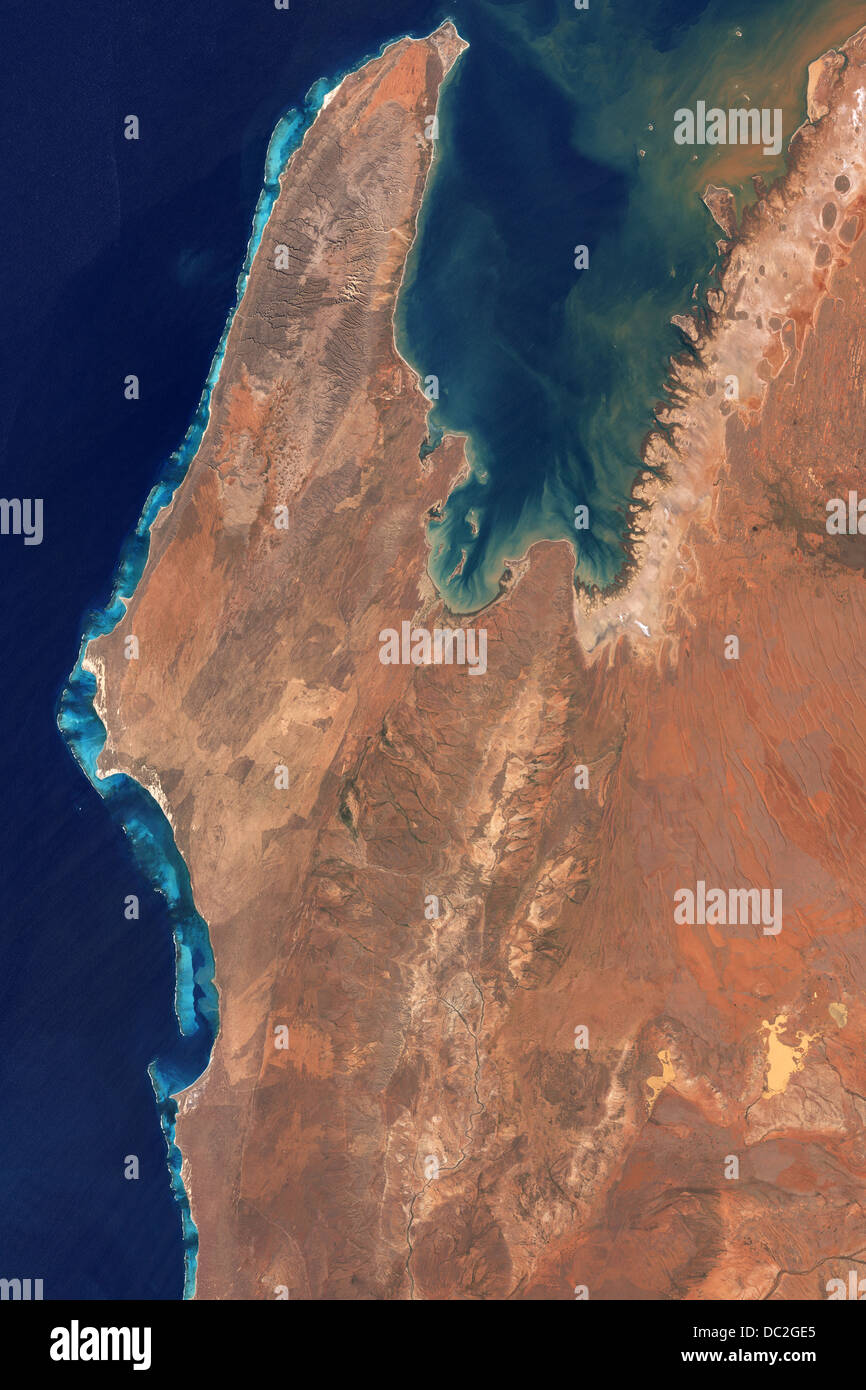 Satellitenbild des Ningaloo Marine Nationalparks, Western Australia Stockfoto