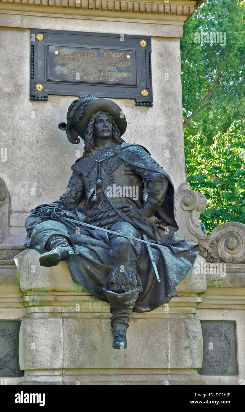 D ' Artagnan, Rückseite des Denkmals von Alexandre Dumas, Paris, Frankreich. Stockfoto
