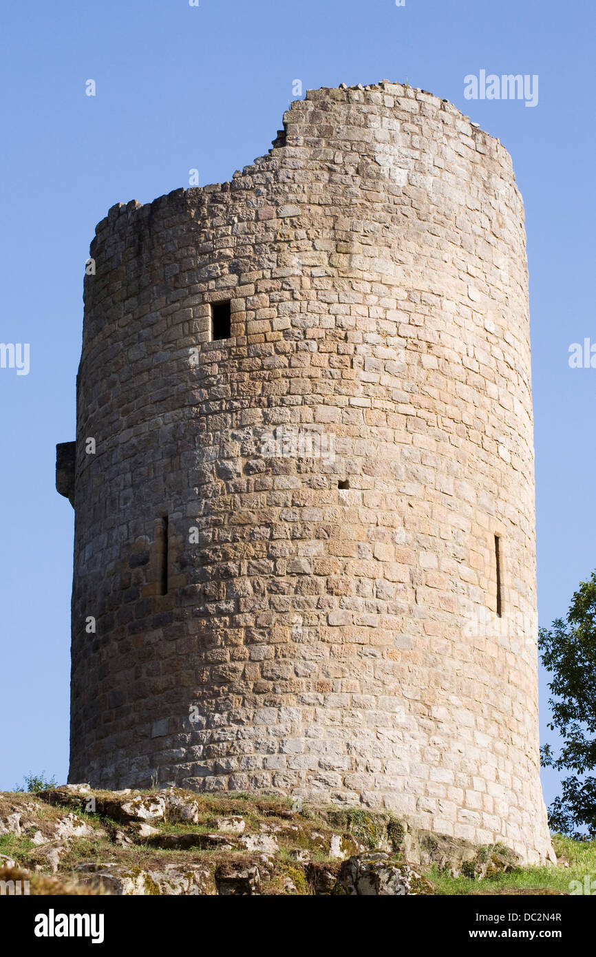 Château de Crozant. Ruinen des 11. Jahrhundert Burg von Crozant, Limousin, Frankreich. Stockfoto