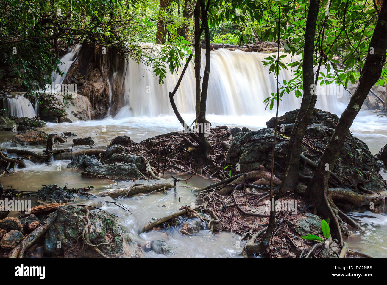 Huay Mae Khamin Wasserfälle in Kanchanaburi, thailand Stockfoto