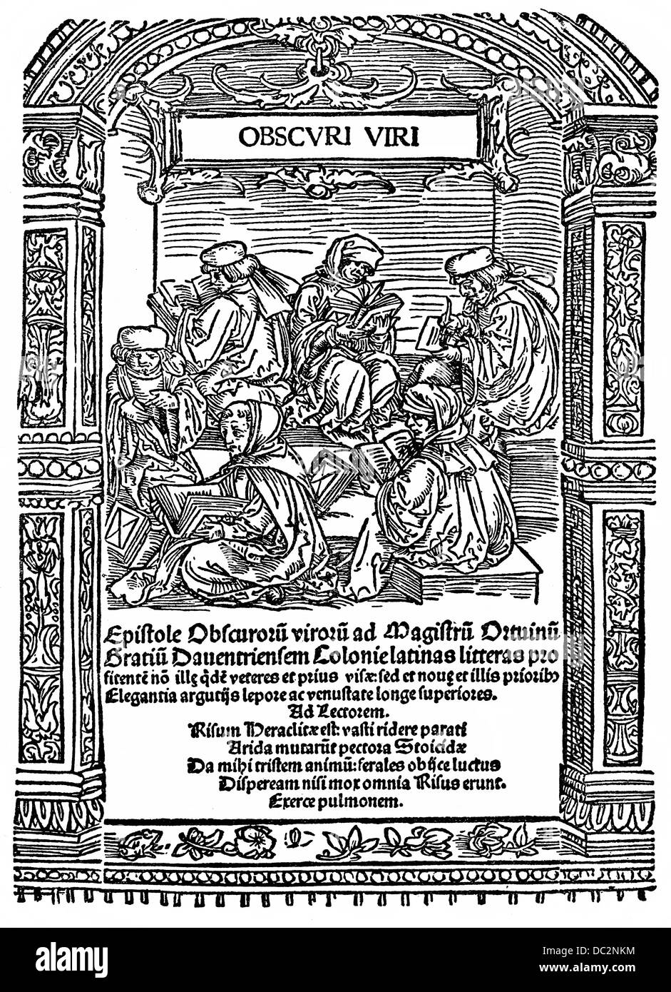 Titelseite, Briefe von obskuren Männer oder Epistolae Obscurorum Virorum, satirische gefälschte lateinische Buchstaben aus deutschen Humanisten, 1515 Stockfoto