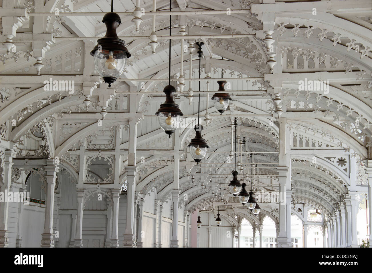 Marktkolonnade, Karlovy Vary, Karlovy Vary Region, Böhmen, Tschechische Republik, Europa Stockfoto
