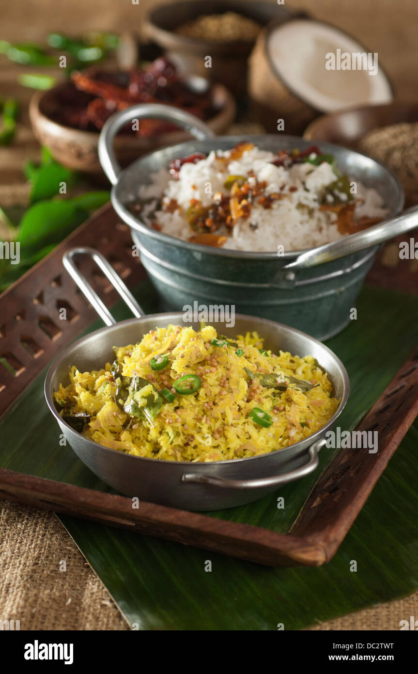 Thoran. Kokosnuss und Gemüsegericht Kerala Indien Stockfoto