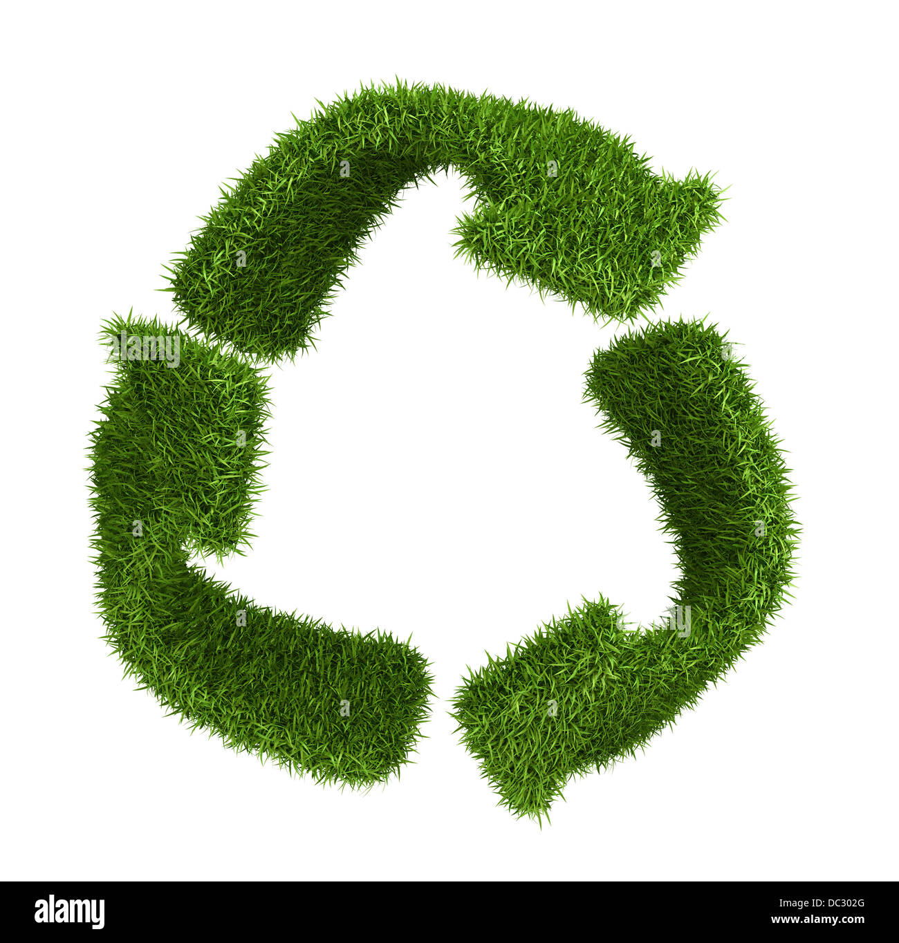 Symbol von Grass zu recyceln. isoliert auf weiss Stockfoto