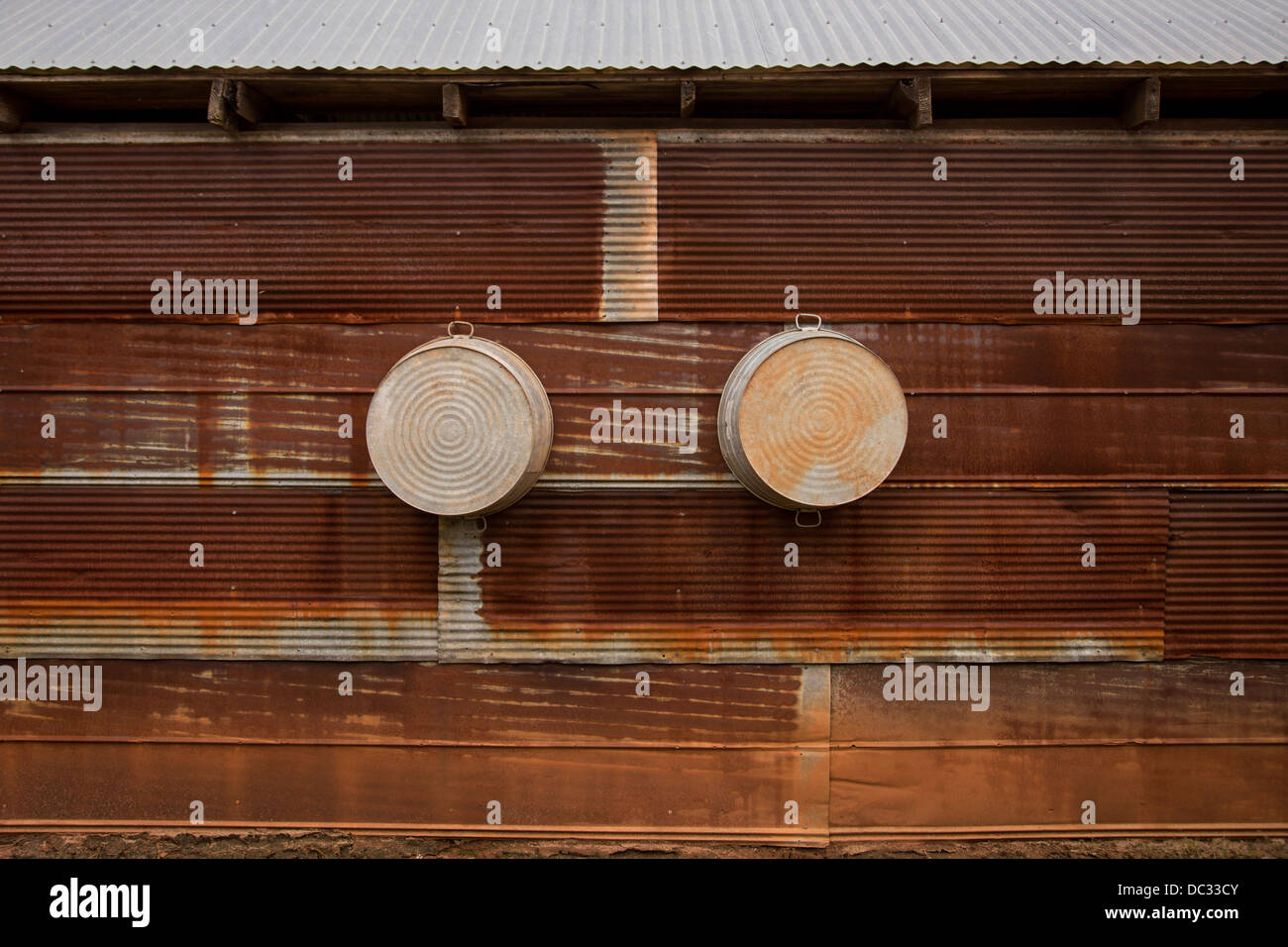 Alten Wäsche Wannen im Musée Präsident Jimmy Carter Knabenalter Farm 6. Mai 2013 in Plains, Georgia. Stockfoto