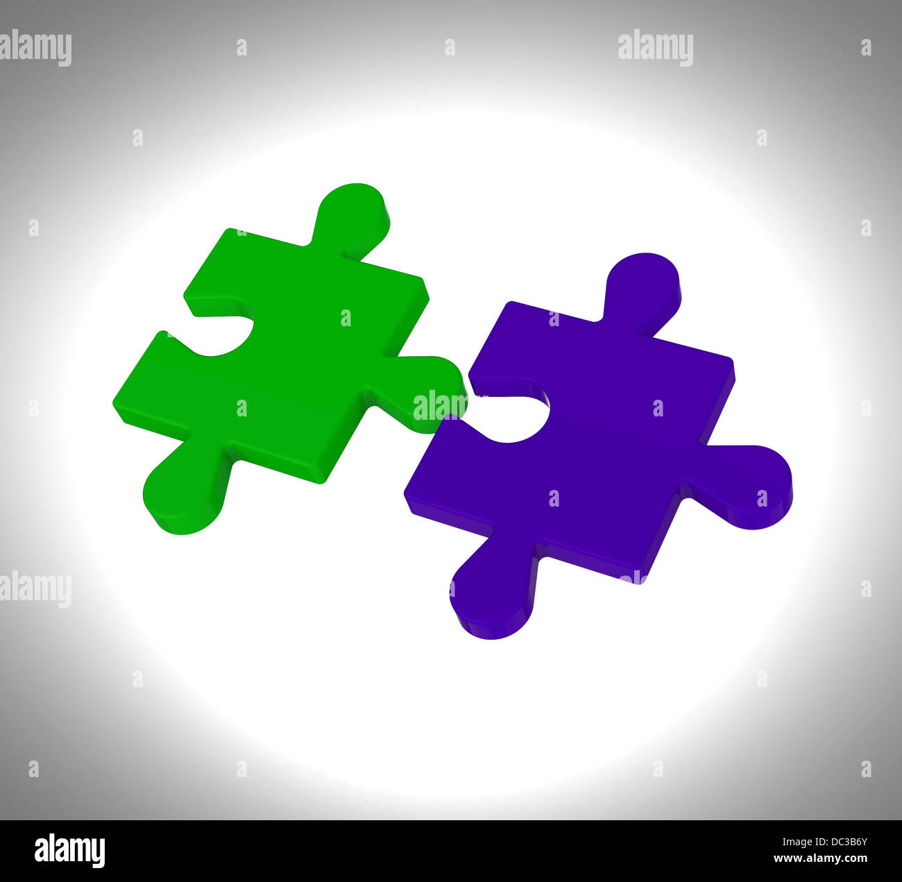 Puzzle-Stücke zeigt Teamwork Anschlusslösung Stockfoto