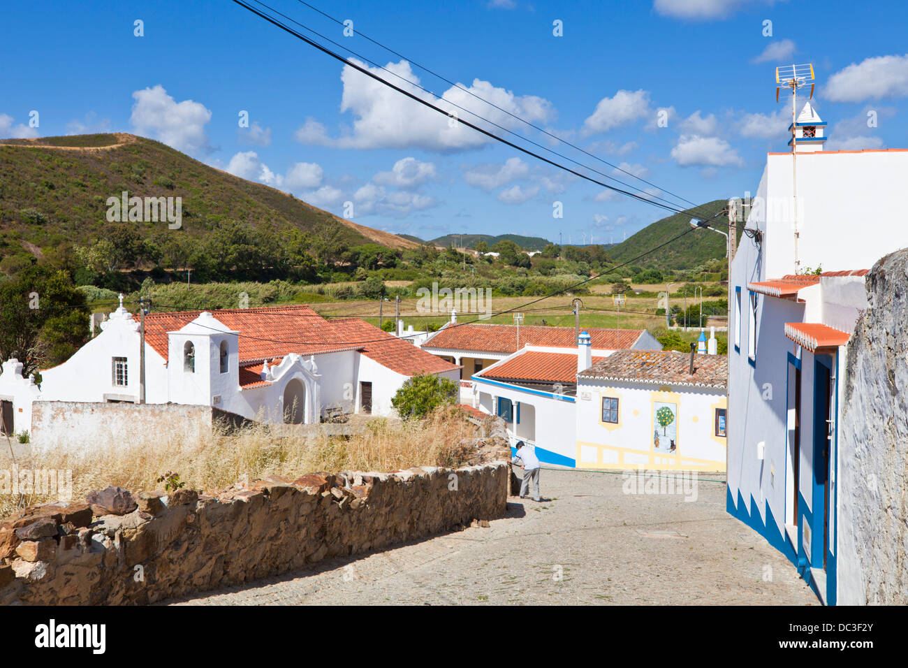 Traditionelle portugiesische HГ ¤ uschen in das Dorf von Bordeira Algarve Costa Vicentina Portugal EU Europa Stockfoto
