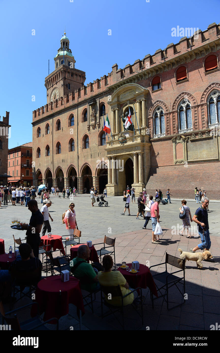 Piazza Maggiore Bologna Italien Stockfoto