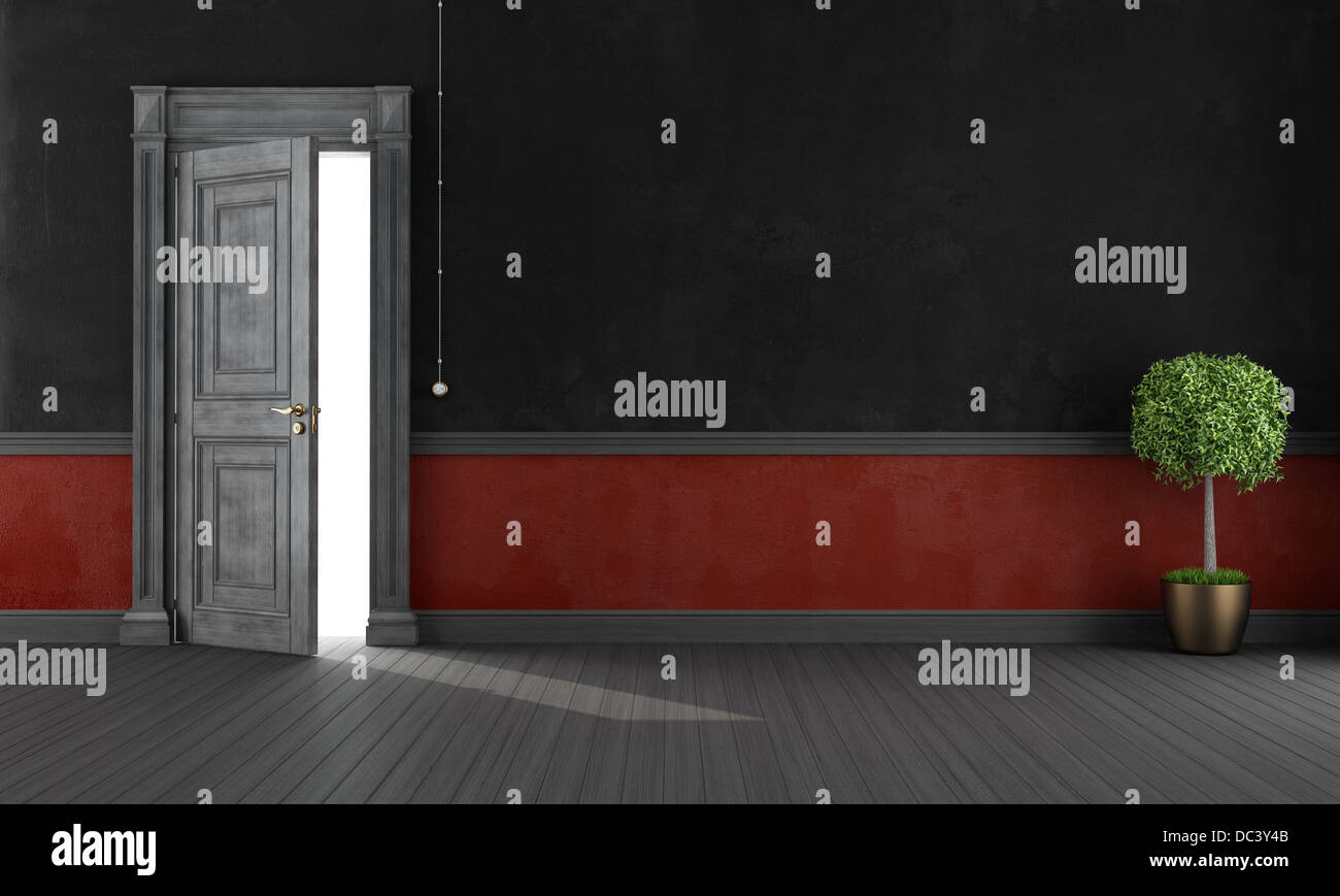 Vintage home Eingang mit offener Tür - Rendering Stockfoto