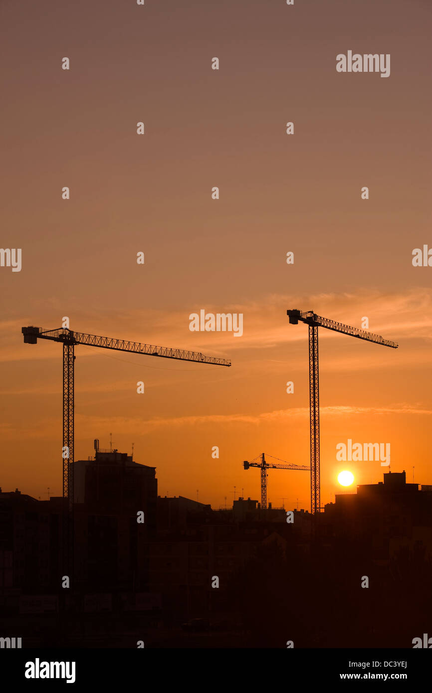 BAU-KRANE ZARAGOZA ARAGON SPANIEN Stockfoto