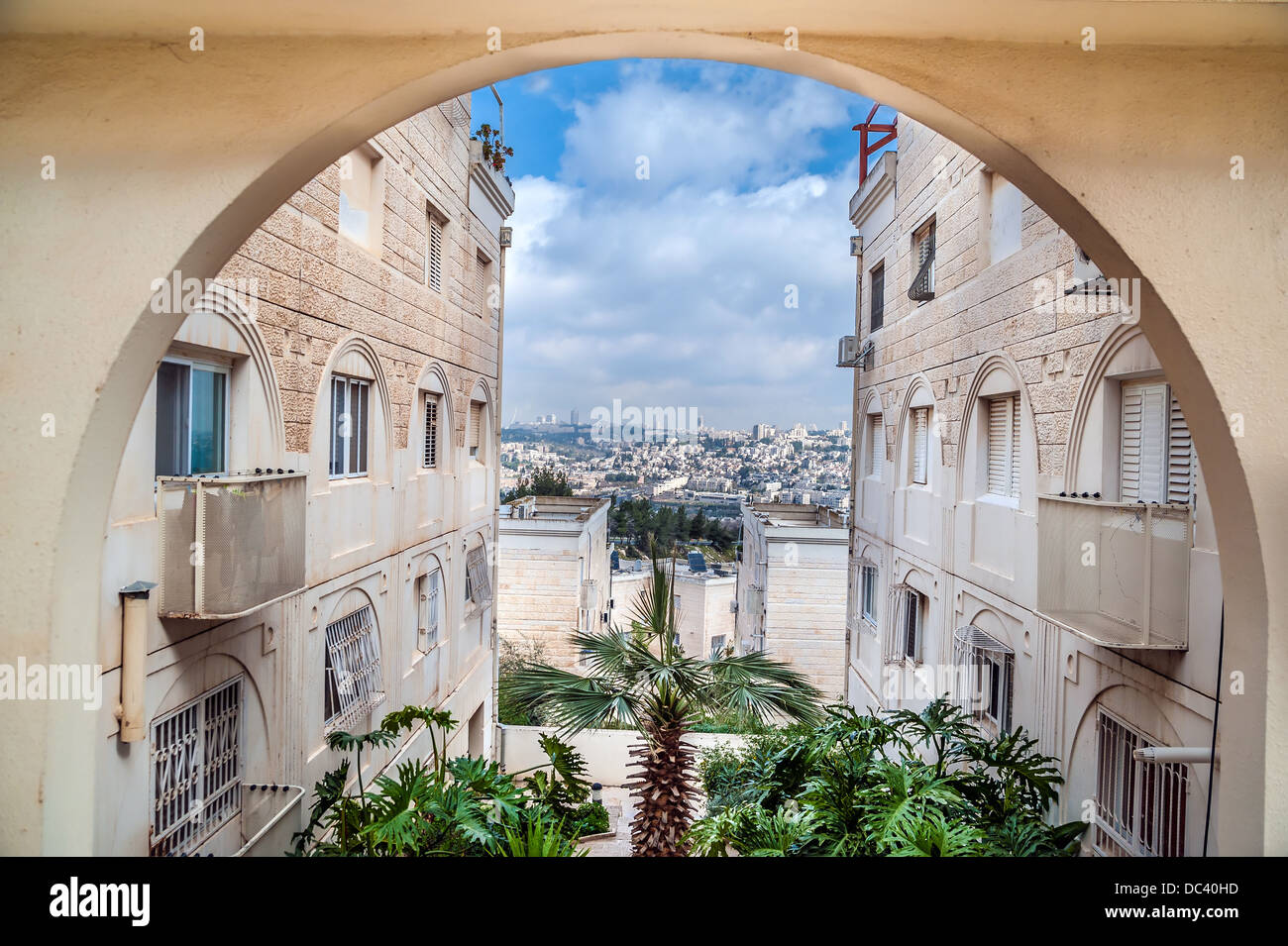 Landschaft von Jerusalem, von einem Wohnquartier Gilo Stockfoto