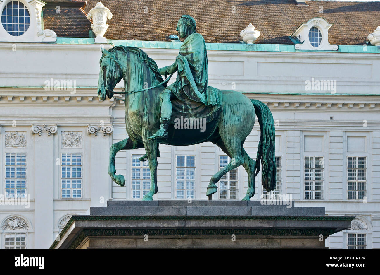 Statue des Emperor Joseph II, von Franz Anton Zauner (1746-1822, Austrian), Josefsplatz, Wien, Österreich. Stockfoto