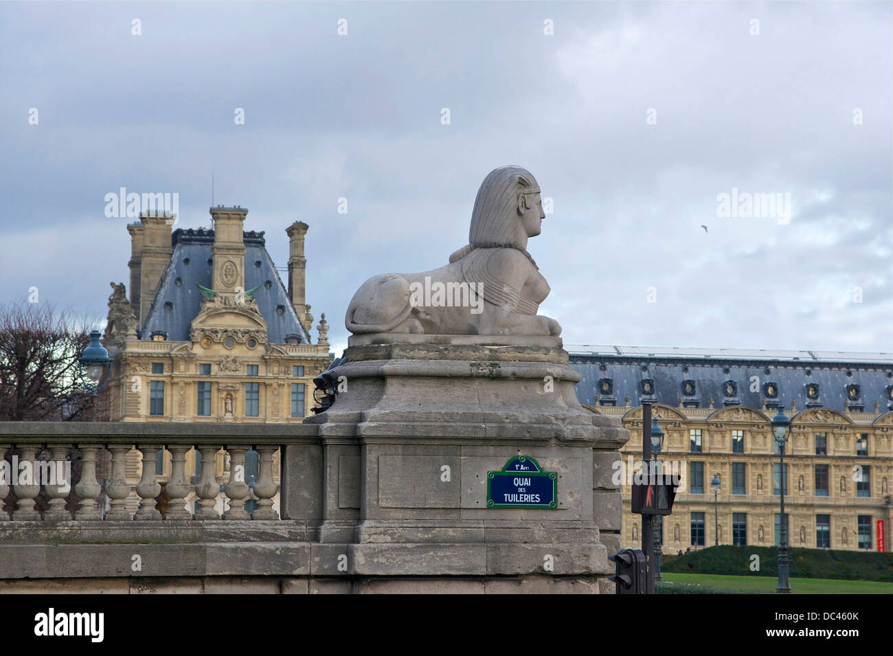 Sphinx, am östlichen Rand des Jardin des Tuileries in Paris. Bitte beachten Sie die Kugeln Auswirkungen aufgrund der Kämpfe für die Stockfoto
