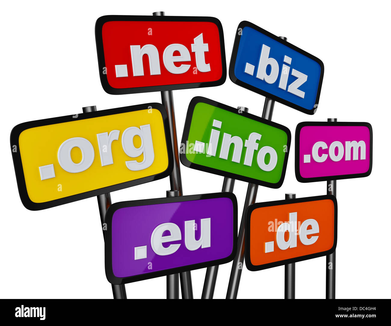 Satz von Zeichen mit Domains als Schaltflächen Stockfoto