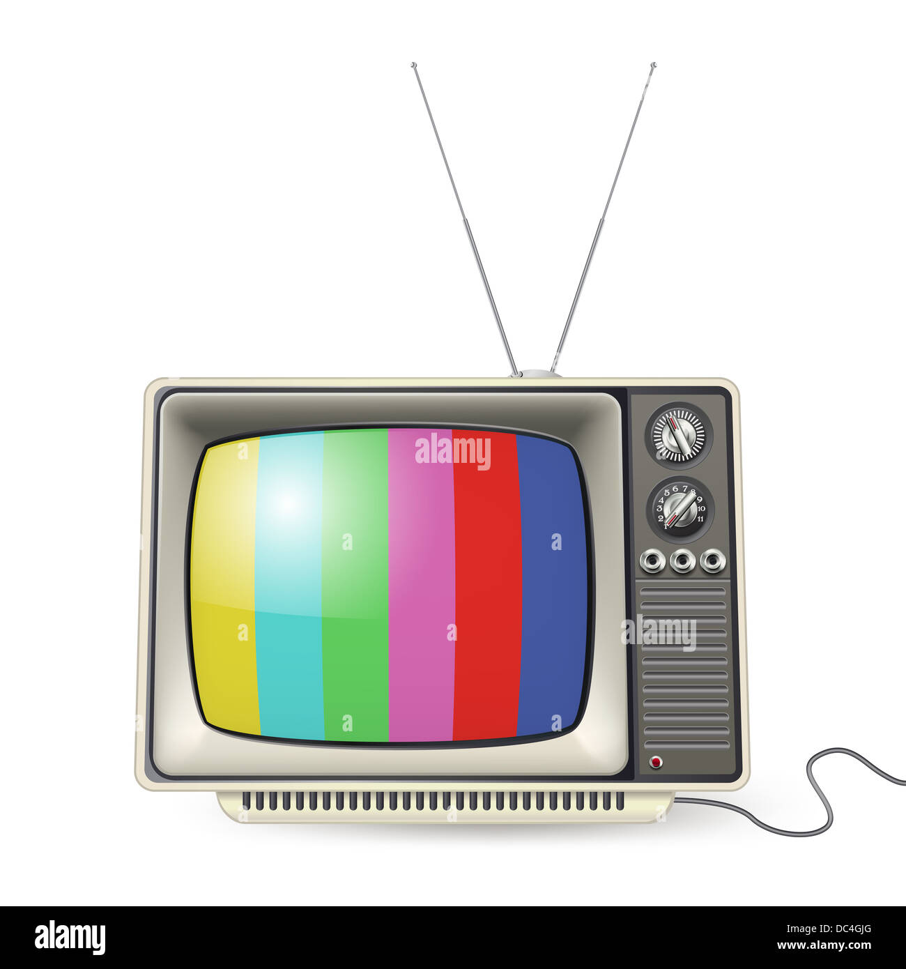 Vintage tv mit Farben auf dem Bildschirm Stockfoto