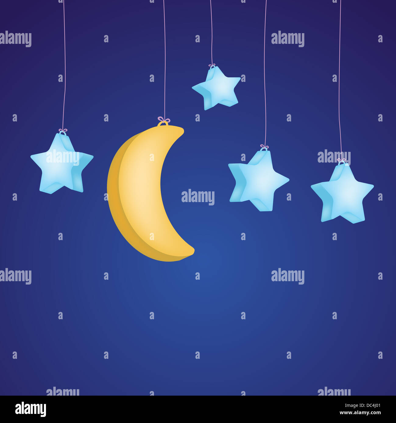 Sterne und Mond als kindisch Hintergrund Stockfoto