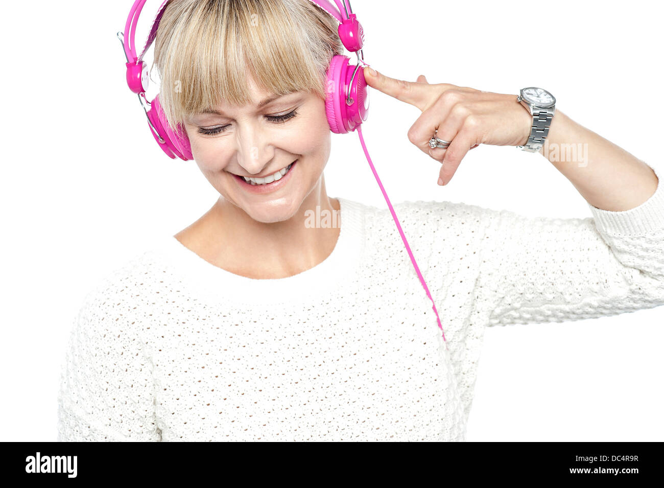Mode Frau eingestimmt, Musikwelt Stockfoto