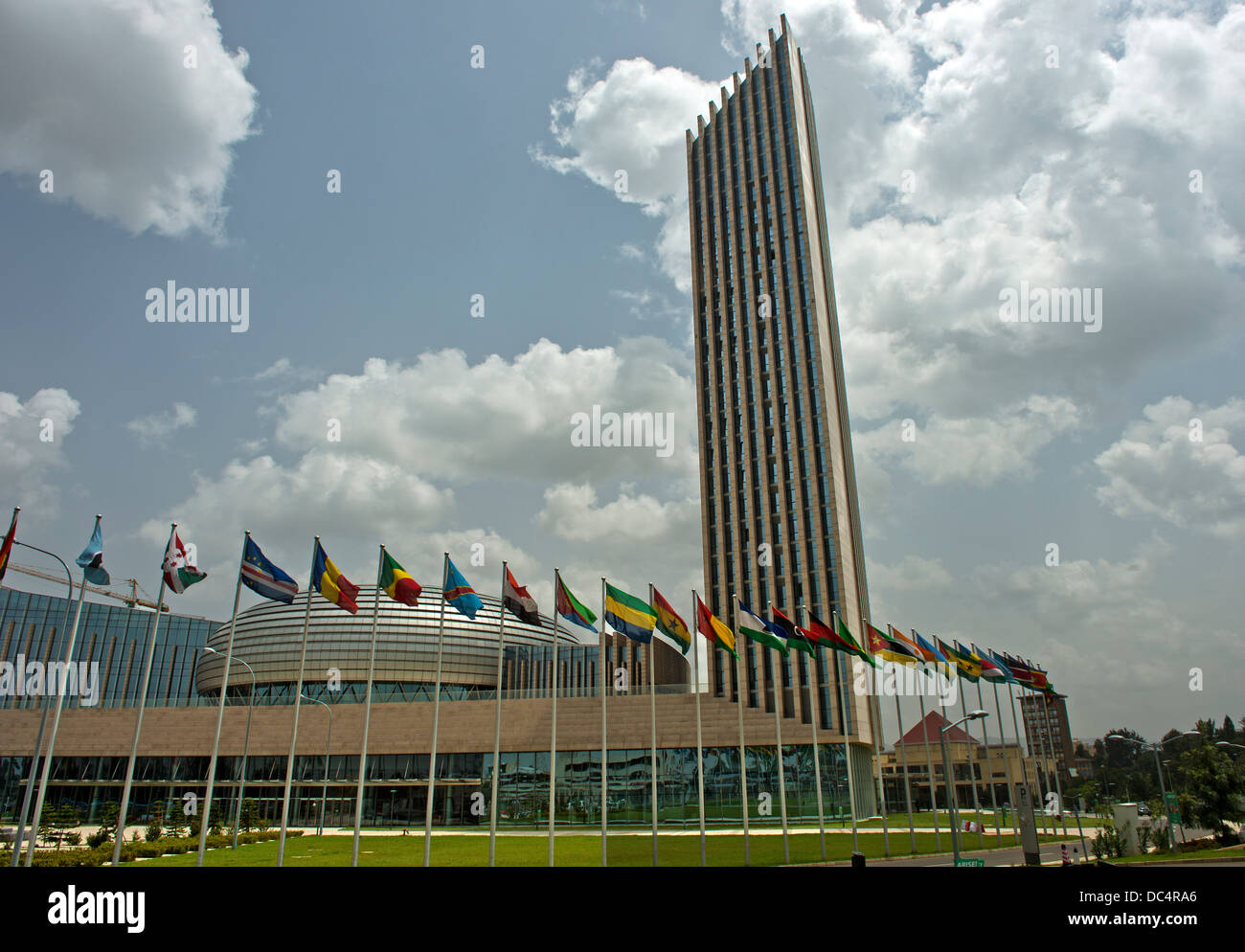 Wolkenkratzer der Afrikanischen Union Konferenzzentrum und Bürokomplex (AUCC), Addis Abeba, Äthiopien Stockfoto