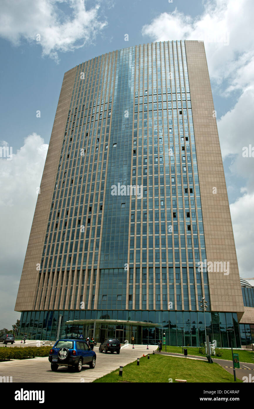 Wolkenkratzer der Afrikanischen Union Konferenzzentrum und Bürokomplex (AUCC), Addis Abeba, Äthiopien Stockfoto