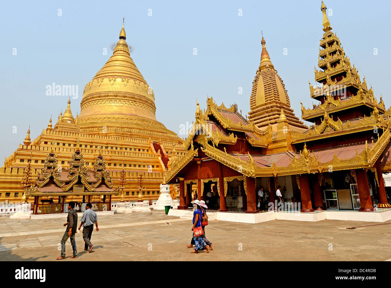 Shwe Zigon Paya, goldener Tempel, Nyaung U, Myanmar Stockfoto