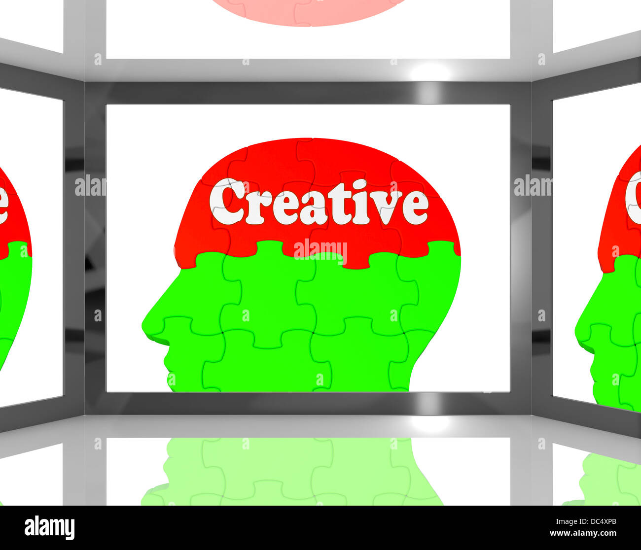 Kreativ im Gehirn auf dem Bildschirm zeigt menschlichen Kreativität Stockfoto