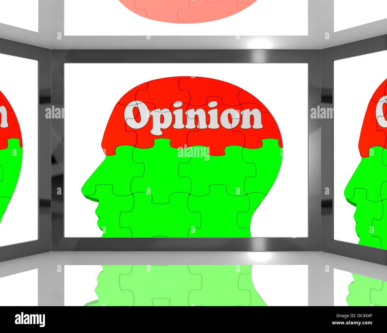 Stellungnahme zum Gehirn auf Bildschirm zeigt persönliche Meinung Stockfoto