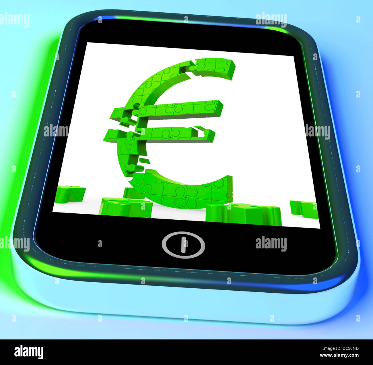 Euro-Symbol auf Smartphone zeigt Europäische finanzielle Investition Stockfoto