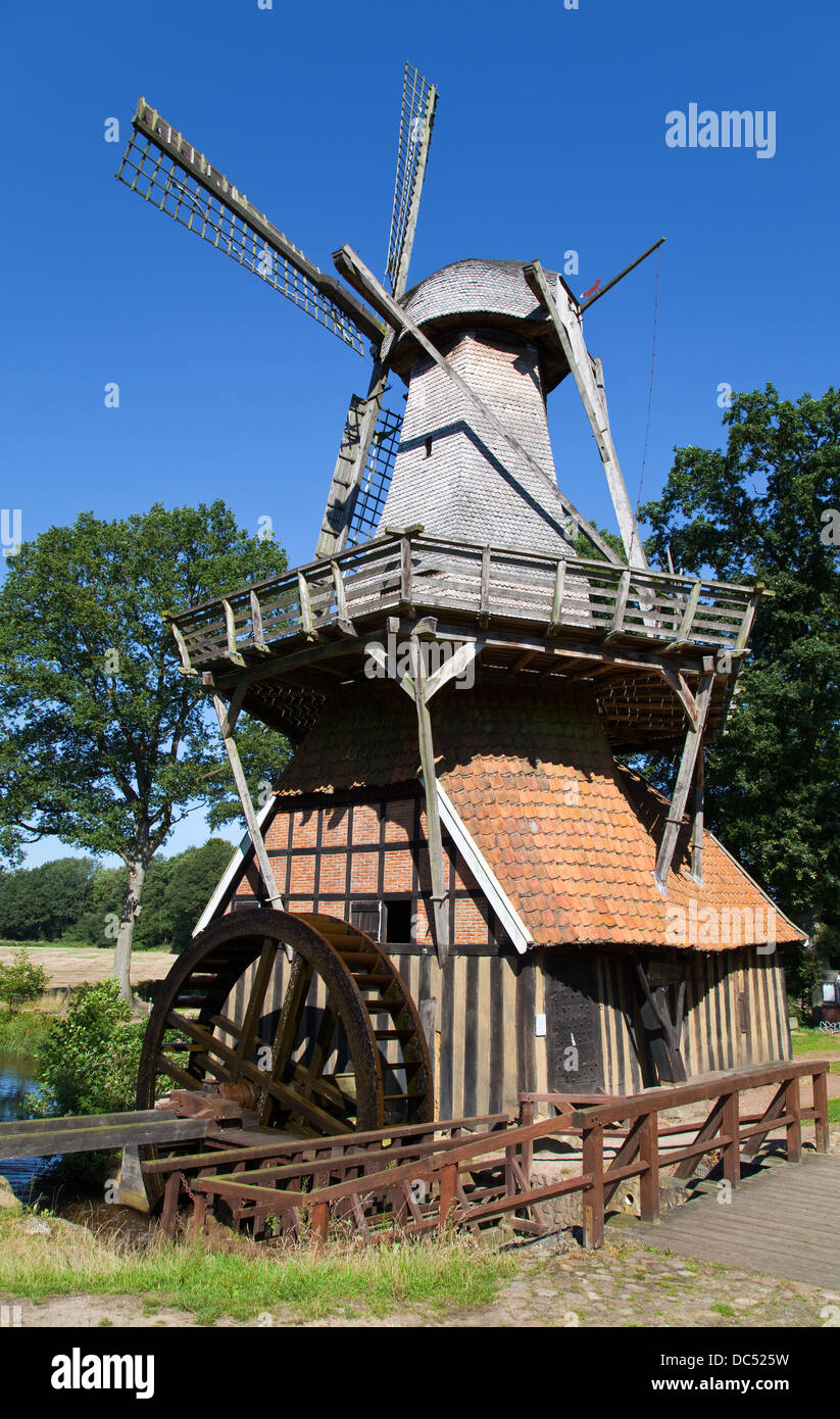 Europa, Deutschland, niedrigere Sachsen, Emsland, Mühlenbautechnik, Hüvener Mühle Stockfoto