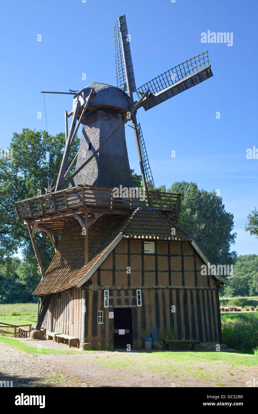 Europa, Deutschland, niedrigere Sachsen, Emsland, Mühlenbautechnik, Hüvener Mühle Stockfoto