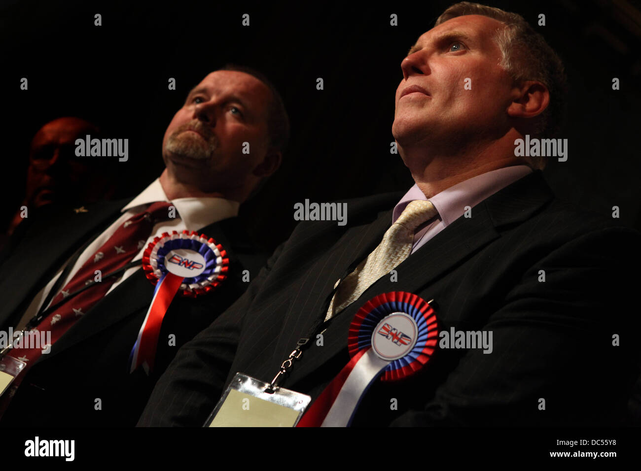 Wahl des Europäischen Parlaments in der Nord-West-Ergebnisse-Nacht in Manchester Town Hall. BNP-Fans. Stockfoto