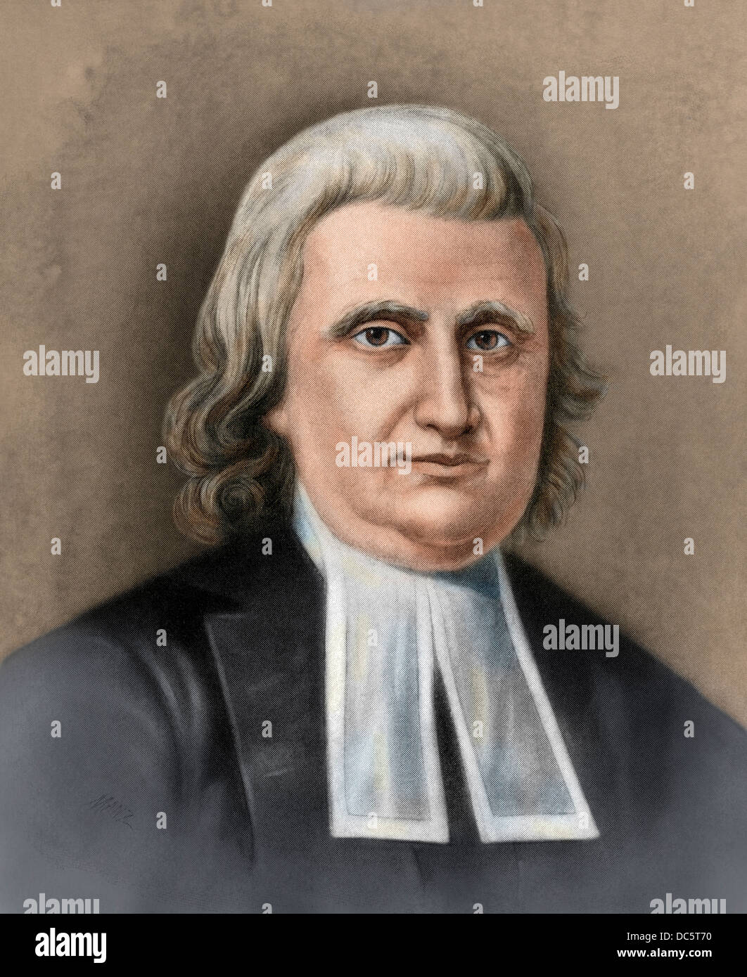 Pfr. John Witherspoon, Präsident des College von New Jersey (später Princeton). Digital farbige Holzschnitt Stockfoto