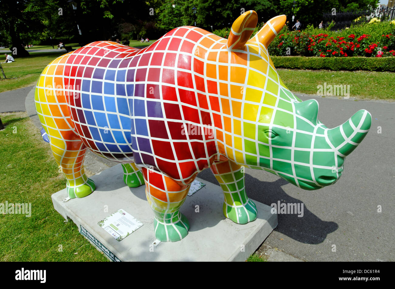 Coloured Cube, Art Rhino Project, Southampton, Hampshire, England, GB, GB. Stockfoto