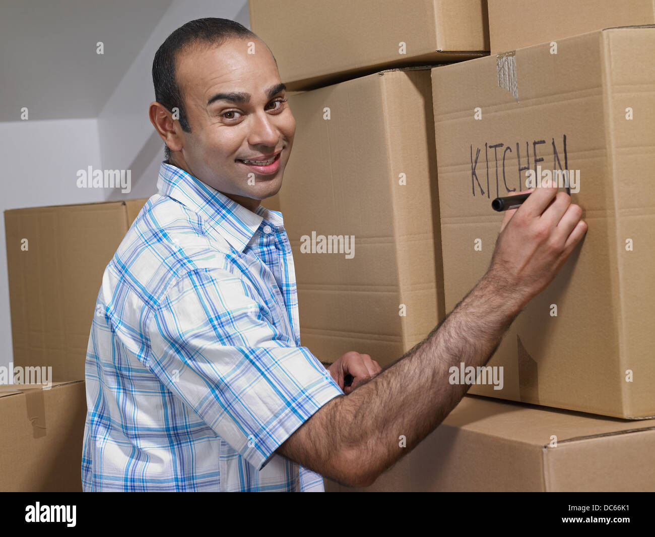 paar, Umzug in neues Zuhause Stockfoto